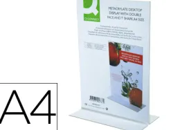 Porte-visuels q-connect 02 forme t 2 faces plexiglas format a4 cartes menu restaurants feuillets informatifs