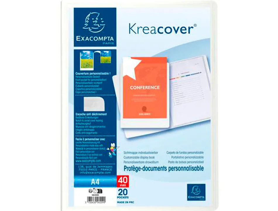 Porte-vues exacompta krea cover pp 40 vues coloris blanc