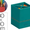 Pot crayons rhodiarama quatre compartiments en simil cuir paon velout 8x8x11cm