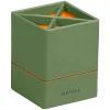 Pot crayons rhodiarama 4 compartiments en simil cuir sauge velout 8x8x11cm