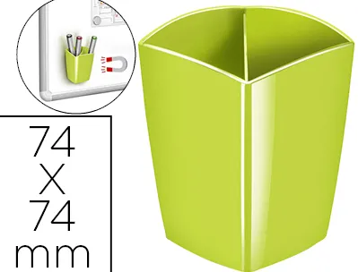 Pot à crayons magnétique cep gloss tonic 2 compartiments polystyrène antichoc bonne stabilité rectangulaire vert anis