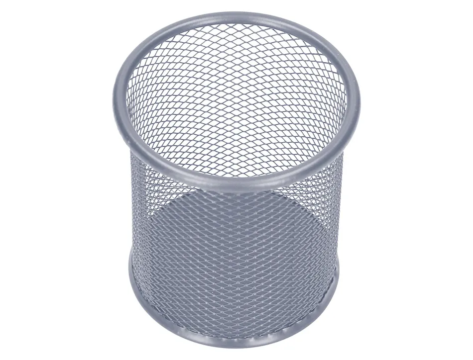 Pot à crayons q-connect maille métallique hauteur 105mm diamètre 86mm coloris argent