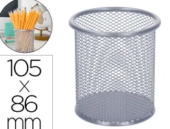 Pot à crayons q-connect maille métallique hauteur 105mm diamètre 86mm coloris argent