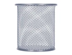 Pot à crayons q-connect maille métallique hauteur 105mm diamètre 86mm coloris argent