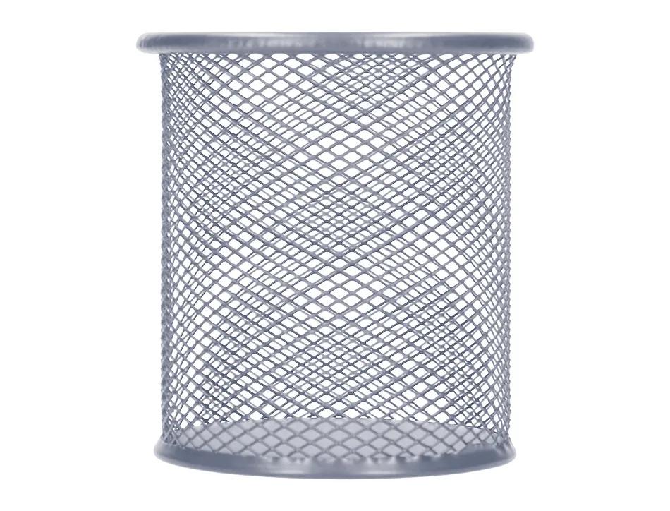 Pot à crayons q-connect maille métallique hauteur 105mm diamètre 86mm coloris argent