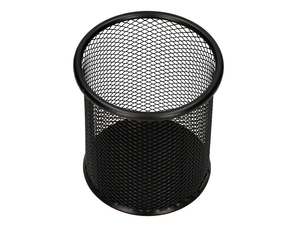 Pot à crayons q-connect maille métallique hauteur 105mm diamètre 86mm coloris noir