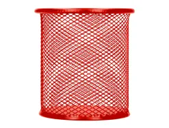 Pot à crayons q-connect maille métallique hauteur 105mm diamètre 86mm coloris rouge