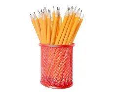 Pot à crayons q-connect maille métallique hauteur 105mm diamètre 86mm coloris rouge