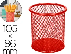 Pot à crayons q-connect maille métallique hauteur 105mm diamètre 86mm coloris rouge