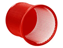 Pot à crayons q-connect maille métallique hauteur 105mm diamètre 86mm coloris rouge