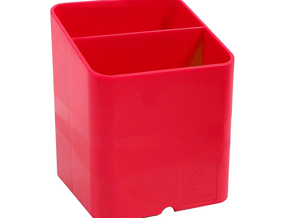 Pot a crayons exacompta pen-cube iderama 2 compartiments passe-cable 74x74x93mm coloris framboise