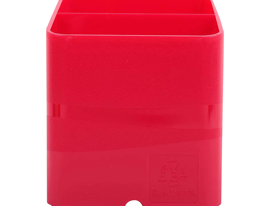 Pot a crayons exacompta pen-cube iderama 2 compartiments passe-cable 74x74x93mm coloris framboise