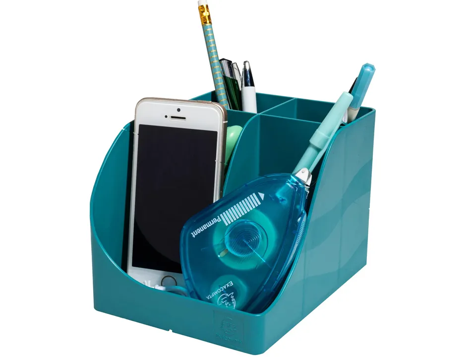 Pot a crayons exacompta pen-wave skandi 5 compartiments coloris bleu pacifique