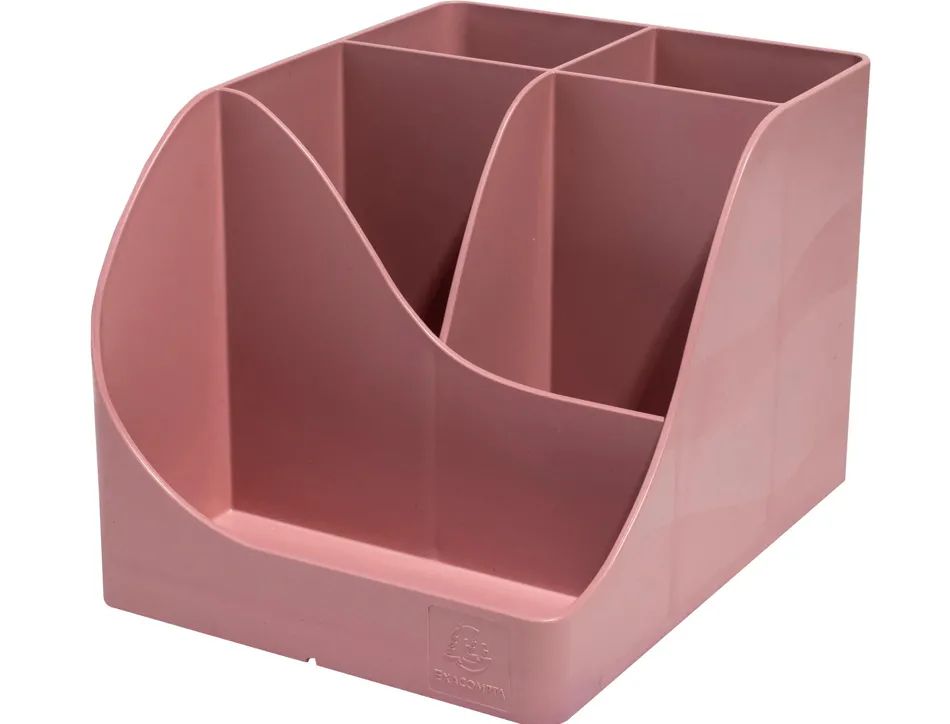 Pot a crayons exacompta pen-wave skandi 5 compartiments coloris vieux rose