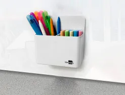 Pot a crayons liderpapel plastique magnetique 125x75x40 mm blanc