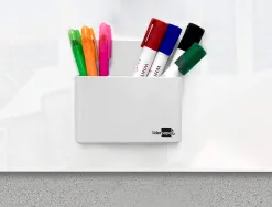 Pot a crayons liderpapel plastique magnetique 125x75x40 mm blanc