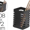Pot a crayons q-connect design moderne carre metal 72x72x108mm coloris noir