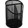 Pot a crayons q-connect maille metallique 3 compartiments hauteur 147 mm diametre 110mm coloris noir