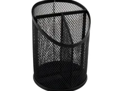 Pot a crayons q-connect maille metallique 3 compartiments hauteur 147 mm diametre 110mm coloris noir