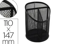 Pot a crayons q-connect maille metallique 3 compartiments hauteur 147 mm diametre 110mm coloris noir