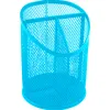 Pot a crayons q-connect maille metallique 3 compartiments hauteur 147 mm diamètre 110 mm coloris turquoise