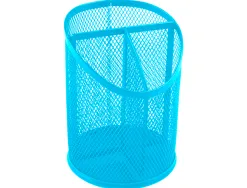 Pot a crayons q-connect maille metallique 3 compartiments hauteur 147 mm diamètre 110 mm coloris turquoise
