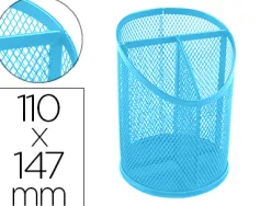 Pot a crayons q-connect maille metallique 3 compartiments hauteur 147 mm diamètre 110 mm coloris turquoise