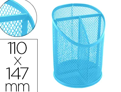 Pot a crayons q-connect maille metallique 3 compartiments hauteur 147 mm diamètre 110 mm coloris turquoise