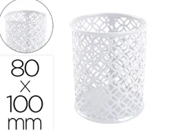 Pot a crayons q-connect motif metallique hauteur 100 mm diametre 80mm coloris blanc