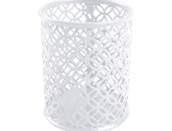 Pot a crayons q-connect motif metallique hauteur 100 mm diametre 80mm coloris blanc