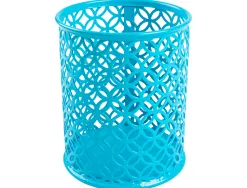 Pot a crayons q-connect motif metallique hauteur 100 mm diametre 80mm coloris turquoise