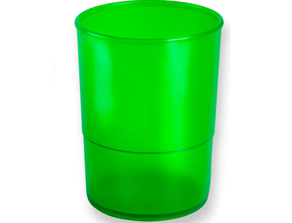 Pot a crayons q-connect plastique hauteur 100mm diametre 75mm coloris vert translucide