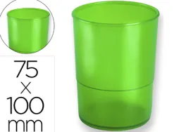 Pot a crayons q-connect plastique hauteur 100mm diametre 75mm coloris vert translucide