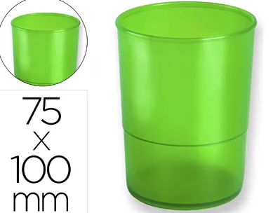 Pot a crayons q-connect plastique hauteur 100mm diametre 75mm coloris vert translucide