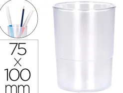 Pot a crayons q-connect plastique diametre 75mm hauteur 100mm coloris transparent
