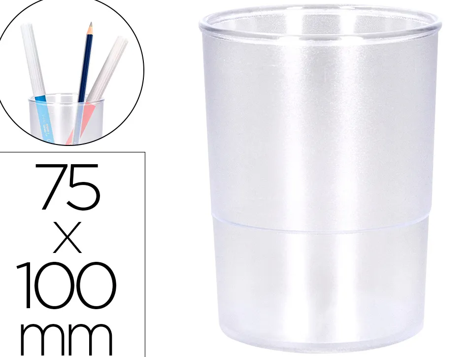Pot a crayons q-connect plastique diametre 75mm hauteur 100mm coloris transparent