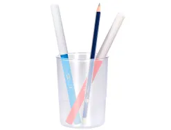 Pot a crayons q-connect plastique diametre 75mm hauteur 100mm coloris transparent