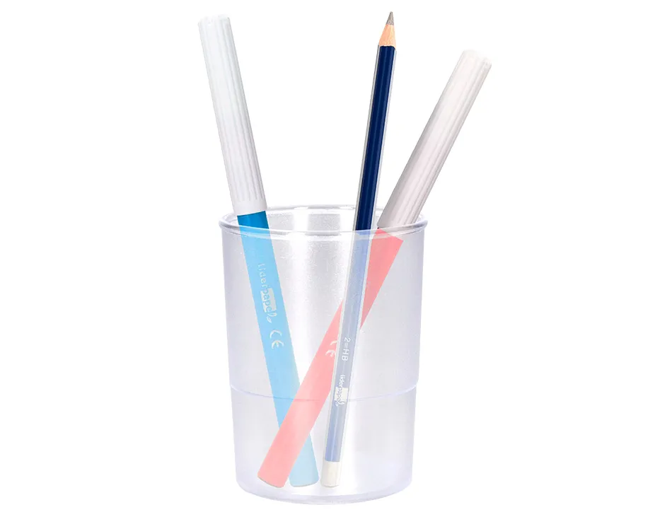 Pot a crayons q-connect plastique diametre 75mm hauteur 100mm coloris transparent