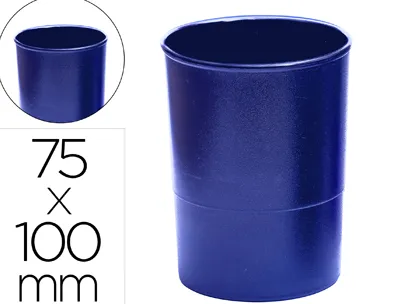 Pot a crayons q-connect plastique hauteur 100mm diametre 75mm coloris bleu opaque