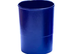 Pot a crayons q-connect plastique hauteur 100mm diametre 75mm coloris bleu opaque