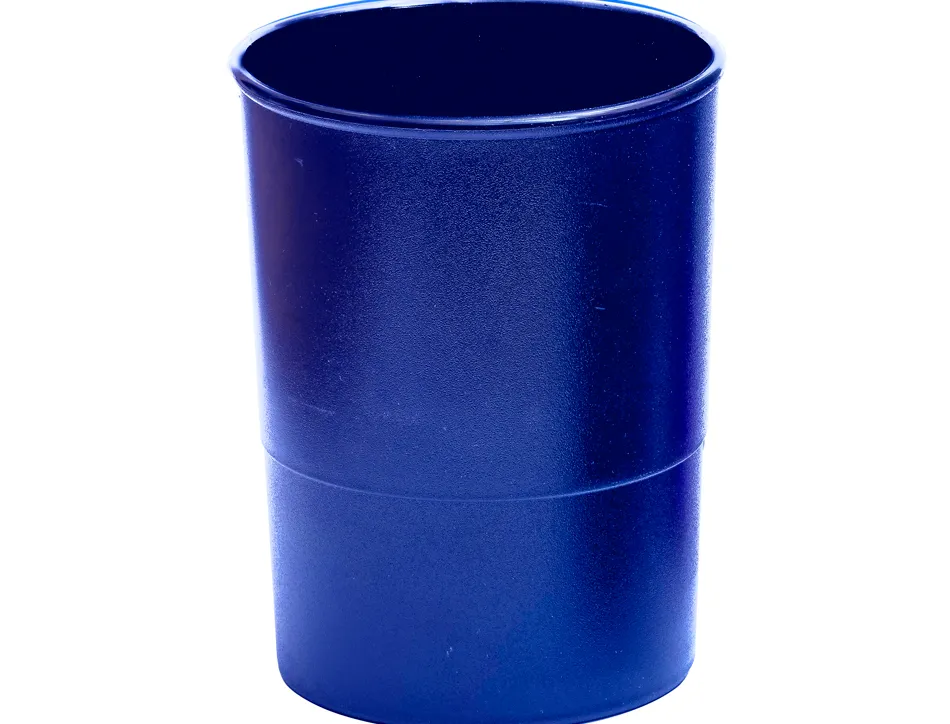 Pot a crayons q-connect plastique hauteur 100mm diametre 75mm coloris bleu opaque