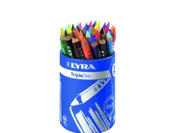 Pot crayons couleurs triple one lyra corps triangulaire 12cm mine 6mm 36 unites coloris assortis