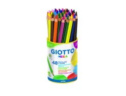 Pot crayons de couleur mega giotto forme hexagonale bois 18cm mine 5mm 48 unites coloris assortis