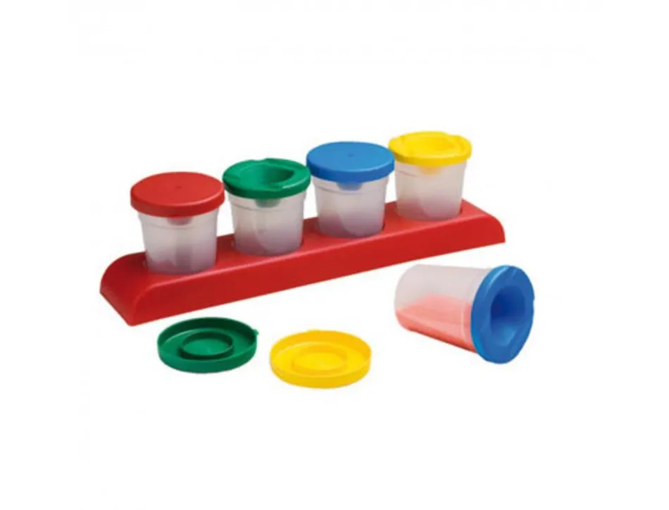 Pots anti-verse pour peinture faibo hermetique avec couvercles set de 4 avec support coloris assortis