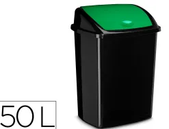 Poubelle cep plastique a couvercle basculant 50l noir couvercle vert