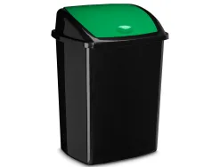 Poubelle cep plastique a couvercle basculant 50l noir couvercle vert