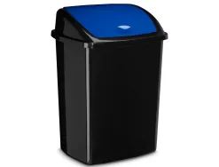 Poubelle cep plastique a couvercle basculant 50l noir couvercle bleu