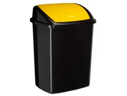 Poubelle cep plastique a couvercle basculant 50l noir couvercle jaune