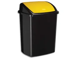 Poubelle cep plastique a couvercle basculant 50l noir couvercle jaune