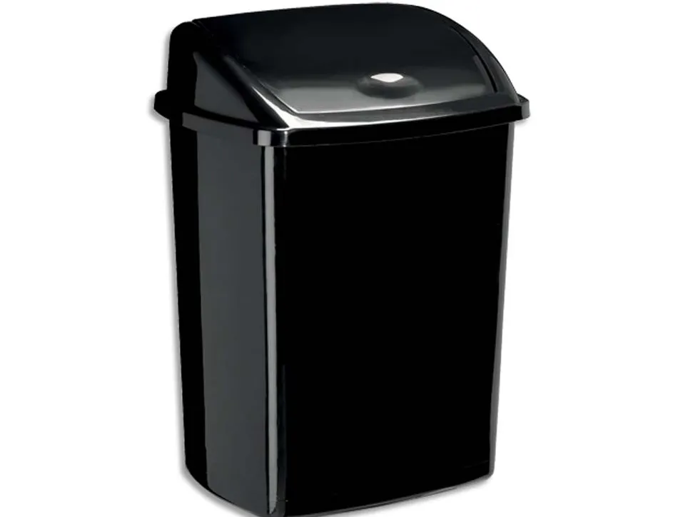 Poubelle cep plastique couvercle basculant 50l coloris noir 405x310x685mm